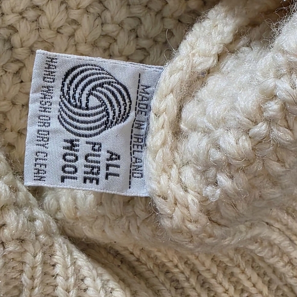 Vintage 90's L.L. Bean Ireland Wool Knit Fishermen Cardigan Sweater Men XL - Picture 6 of 8